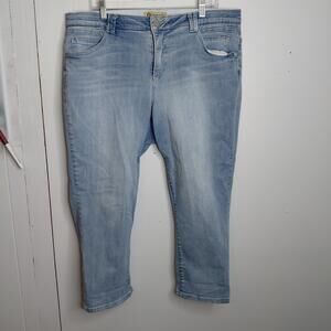 Democracy Jeans Womens 18 Ab Solution Light Wash Stretch Waistband Cropped Capri